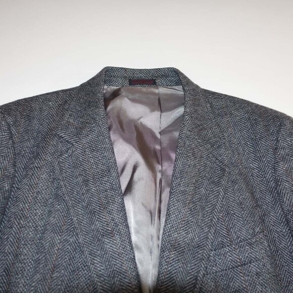 Christopher Brooks Men's Tweed Herringbone Sport Coat Size 42 Regular Gray 42R - Picture 3 of 8